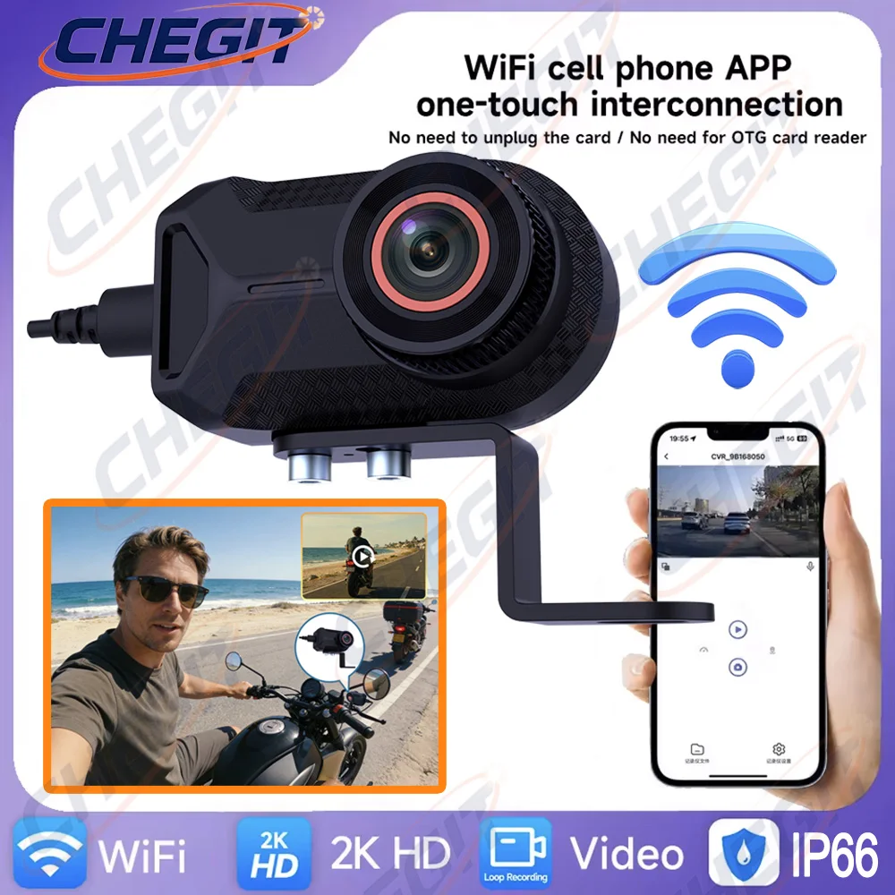 Cycling Loop - 新型2K HDバイク用ドライブレコーダー WiFiアプリ対応 防水IP66 ループ録画 170度広角カメラ