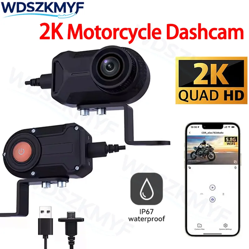 Cycling Loop - 2026 2Kバイク用DVR WiFi IP66防水ミニカメラ超広角レンズビデオレコーダー ループ録画対応 屋外用ダッシュカメラ