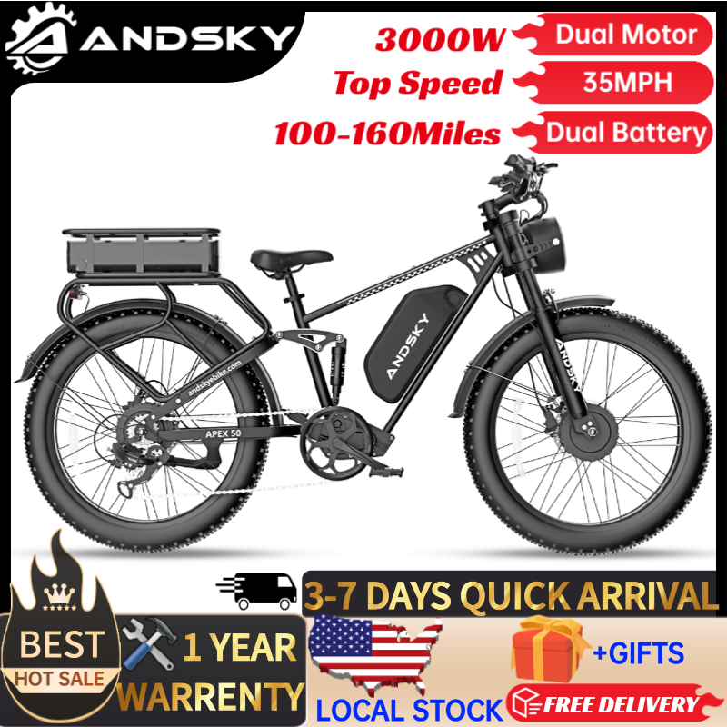 Commuting On Road Bike - ANDSKY Apex50 AWD電動自転車 3000Wデュアルモーター 52V/48V 25Ah着脱式デュアルバッテリー