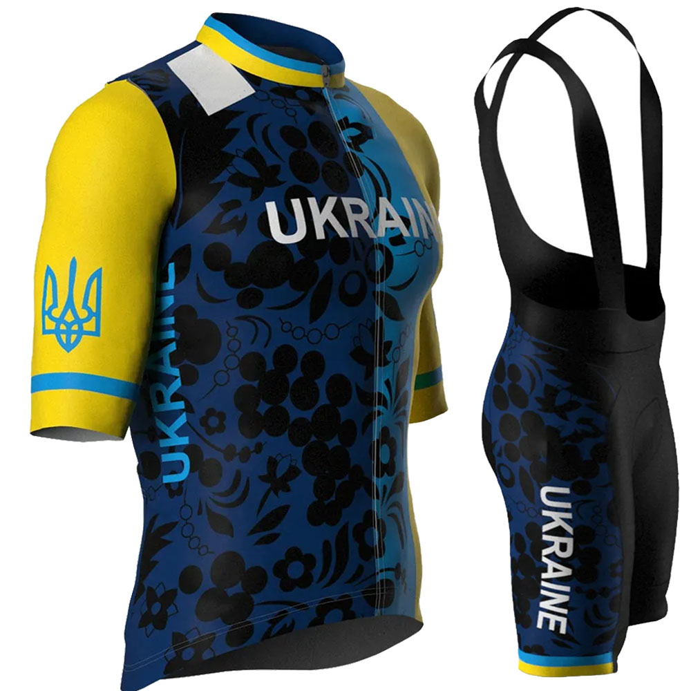 Cycling Community - ウクライナ代表チーム 2026 サイクリングジャージセット夏自転車服キットロードバイクシャツスーツ自転車ビブショーツ MTB マイヨ