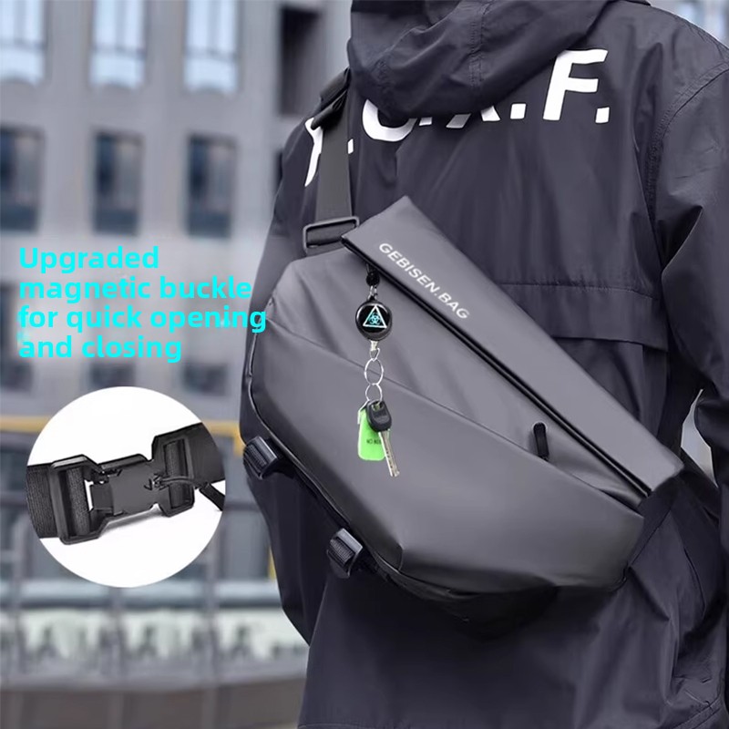 Cycling Commuter Bag - 磁気バックル付きメンズクロスボディバッグ、通勤、サイクリング、旅行用の大容量機能性スリングチェストバッグ
