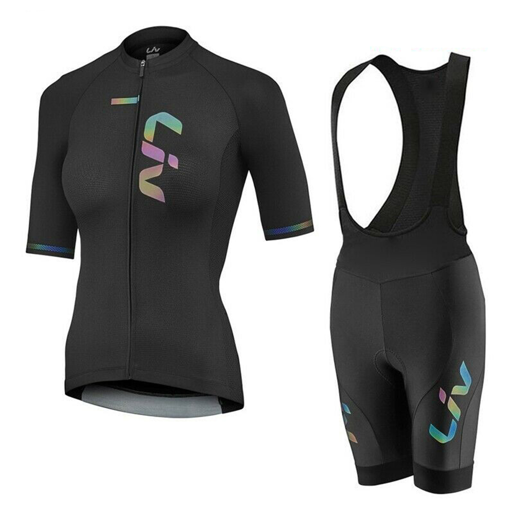 Cycling Community - Liv-女性用サイクリングジャージとよだれかけショーツ,半袖,マウンテンバイクウェア,サイクリングウェア,19d夏