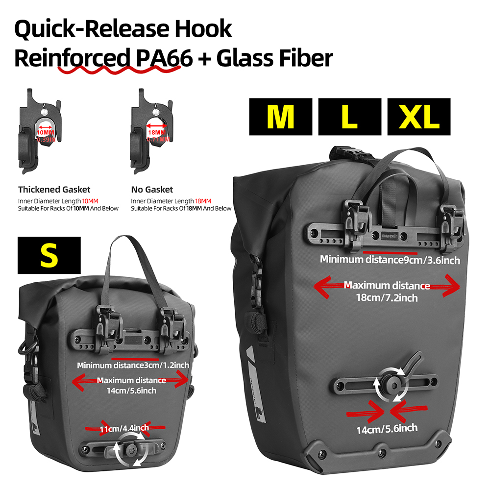 Rhinowalk 自転車パニアバッグ 6L/12L/20L - Cycling Commuter Bag のレビューと価格