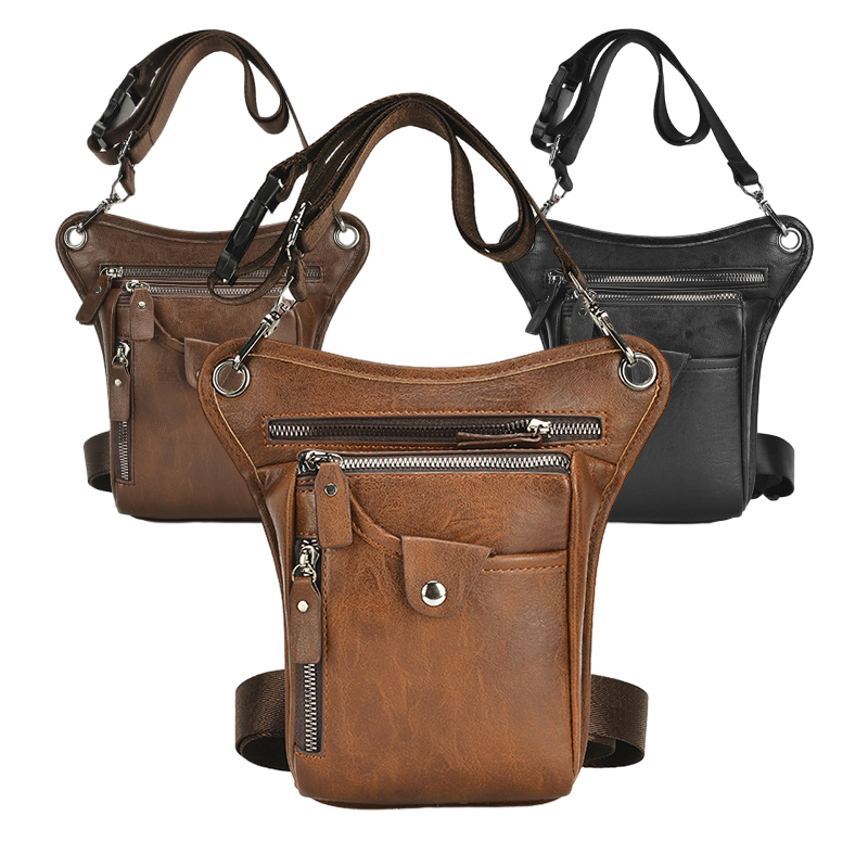 ヴィンテージPUレザーウエストパックドロップレッグバッグ男女 - Cycling Commuter Bag のレビューと価格