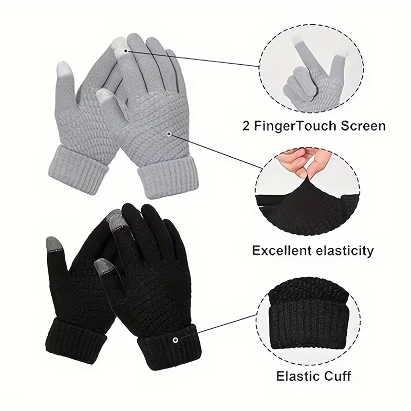 冬ニット暖かい手袋ユニセックスタッチスクリーン用厚みのある綿 - Winter Cycling Commute のレビューと価格